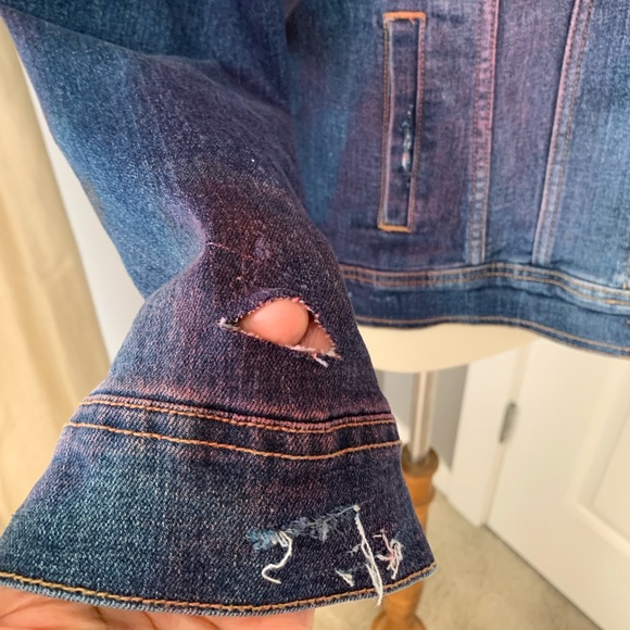 Custom “LOVE” graffiti distressed denim jacket - Picture 4 of 12